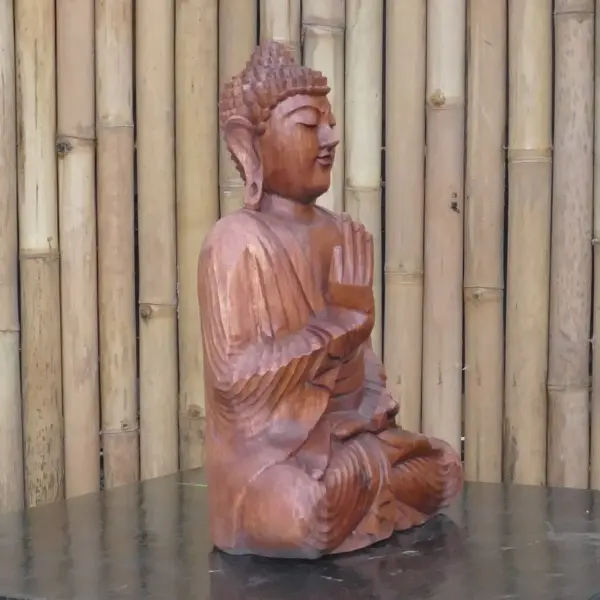 Product image 7 of the product “Seated Buddha made of wood in Abhaya Position - gesture of fearlessness, H.40 cm. 40 cm”